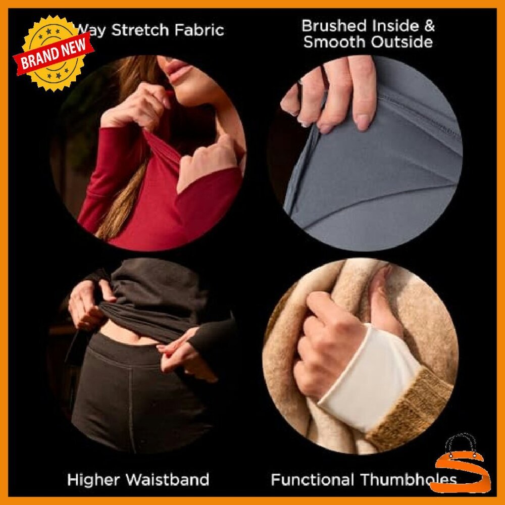 Fleece Lined Thermal Base Layer Set Long Sleeve & Leggings Cold Weather - Picture 4 of 8